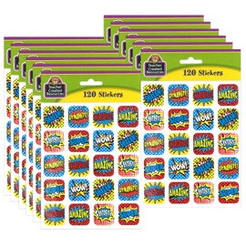 Teacher Created Resources Superhero Stickers, 1", 120 Per Pack, 12 Packs