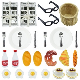 Zkaoai Miniature Gnome Accessories, 24-Piece Dollhouse Gnome Door, Breakfast Set, 1:12 Dollhouse, Miniature Food and Drink, Miniature Gnome Accessories, Christmas Kitchen Accessories, Food Decoration