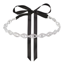 URROMA Black Wedding Bridal Belts Crystal Rhinestone Belt Bridesmaid Gown Sash for Women Accessories Dress Matching