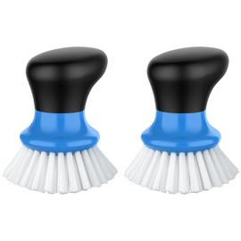MR.SIGA Dish Scrub Brush, Palm Brush Dish Scrubber with Ergonomic Grip, Kitchen Brushes for Dishes, Blue, Pack of 2