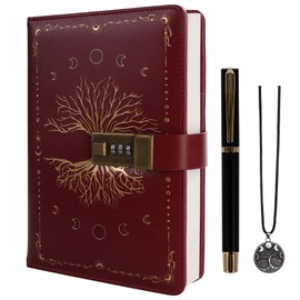 TIEFOSSI Diary with Lock, Tree of Life Vintage Journal with Lock for Women Men, A5 Refillable Notebook with Lock for Writing, 224 Numbered Pages
