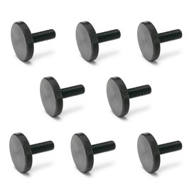 Ganter Normelemente Flat knurled screws, knurled screws (low shape), DIN 653-M4-16, pack of 8, burnished steel, thread: M4 x 16