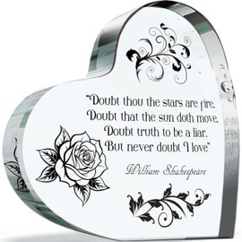 Household Gifts for Friends & Family - Quotes from the Bard - Acrylic Heart Plaque Keepsake Gift for Friend, 100mm x 100mm Present For Family Best Friends Bestie Gifts