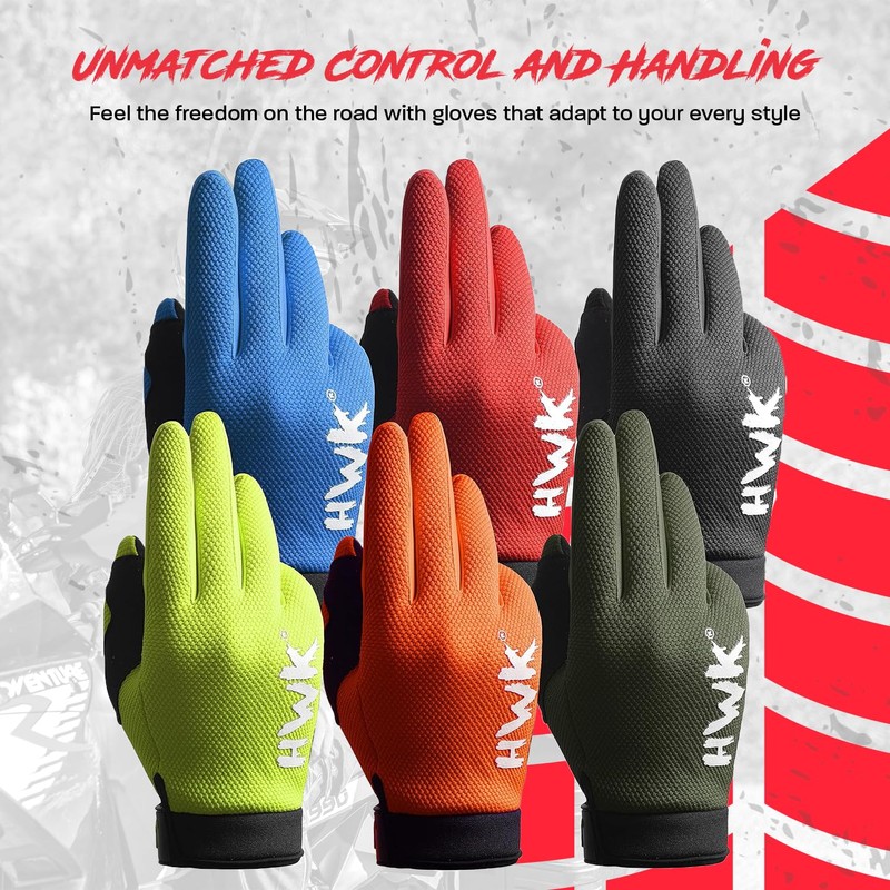 HWK Motorcycle Gloves for Men & Women, Durable & Comfortable