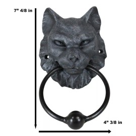 Mystical Cheshire Cat Gargoyle Door Knocker 7.25"Tall Resin Figurine Door Plaque