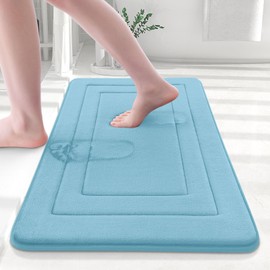 Arotive Memory Foam Bathroom Rug Mat 24x16, Ultra Soft and Absorbent Bath Mat, Machine Wash Dry, Comfortable Bath Rug Carpet for Bathroom Floor, Tub and Shower, Blue