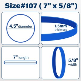 LotFancy Large Rubber Bands, 30Pcs Size #107 Big Wide Elastic Bands, Heavy Duty Blue Long Rubber Bands for Office Supplies
