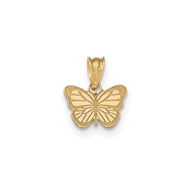 IceCarats 14K Solid Yellow Gold Butterfly Wings Necklace Chain Pendant Charm 16mm Only