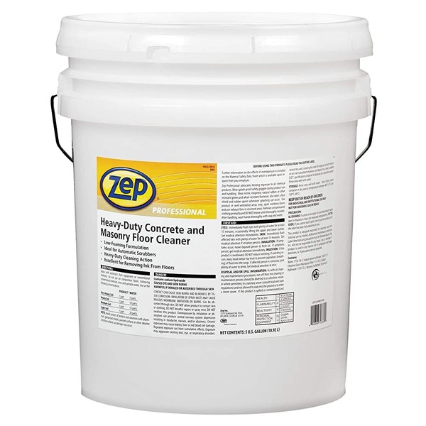 Zep Professional Heavy-Duty Concrete and Masonry Floor Cleaner - 5 Gallons (1 Pail) 1041549 - Industrial Strength Cleaner and Degreaser