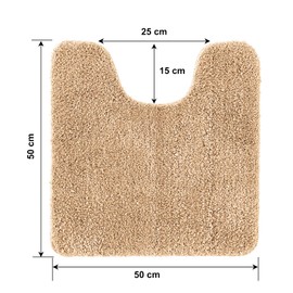 wyewye Microfibre Bath Mat, Toilet Mat, 2cm Super Thick Bath Rug, Super Absorbent Bathroom Rug 50x50cm U-shape, Camel