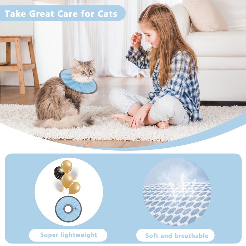 Seyezo Lightweight Cat Cone Collar Soft, Soft Comfortable Cat Recovery