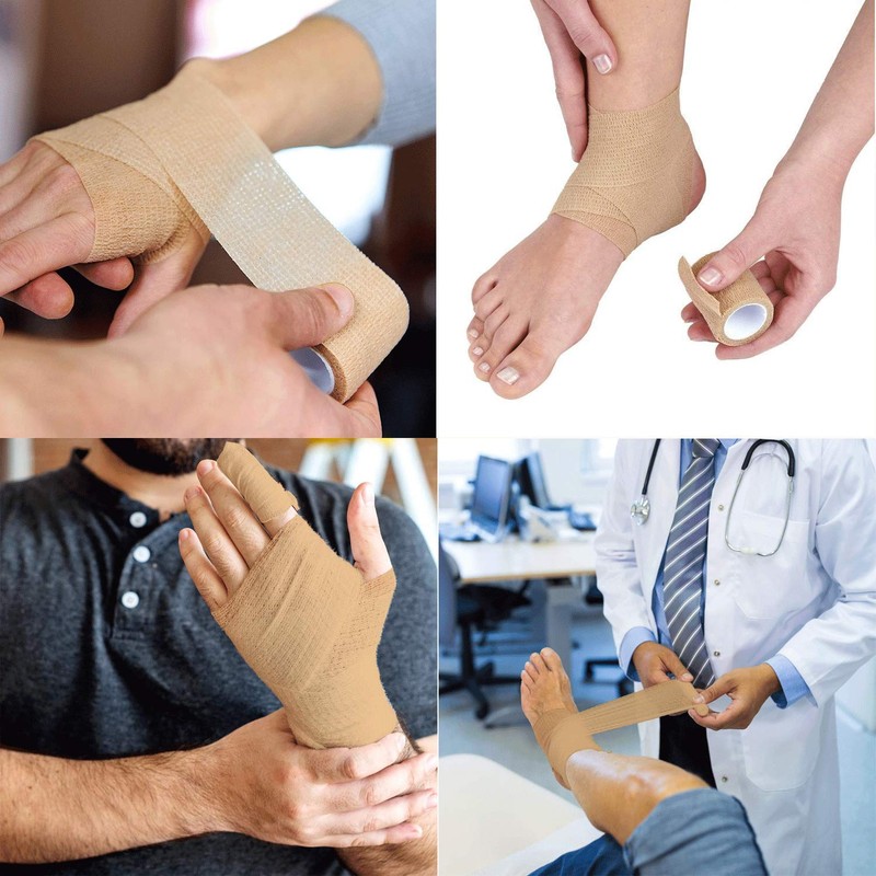 包帯 自己粘着包帯 ール 凝集包帯 伸縮包帯 弾性包帯 通気性 多用途 自着性包帯セット テーピング