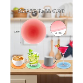 Colorful Acrylic Coasters Set - 5Pcs Round Non-Slip Table Coasters, Cute Heat Resistant Pretty Cup Coasters for Drinks