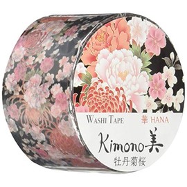 Kamiiso Sansho GR-1010 Masking Tape, Peony Chrysanthemum, 1.0 inches (25 mm) x 16.4 ft (5 m)
