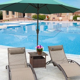 Casart Bistro Table Outdoor Wicker Umbrella Stand W/Umbrella Hole Pool Side Table