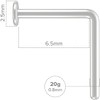 Evonix 20g Clear Nose Studs - Bioflex L-Shaped Nose Retainers