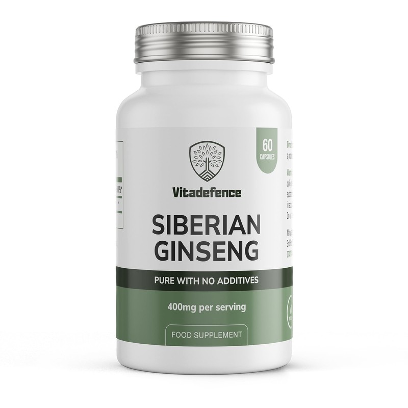 Vitadefence Siberian Ginseng Capsules, 400mg per Serving, 60 Capsules, Pure