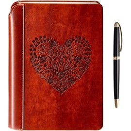 SETTINI® Lined Journal - Heart Journal for Writing Gift Set- Hardcover Vegan Leather, Unique Pen Holder, 192 Pages, 16 x 21.3 cm - Includes Pen and Gift Box - Birthday Gifts for Women
