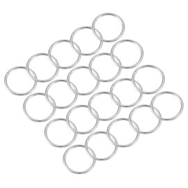 QUARKZMAN Pack of 20 15 mm Metal O Rings x Welded Iron Ring Buckles for Hardware Assortment Webbing Loop Clasp [Silver Tone], silver