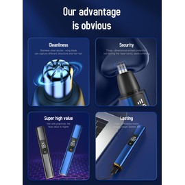 EWCEFIC Ear and Nose Hair Trimmer, USB Quick Charge Smart Digital Panel One Touch 3-Way Adjustment Unisex Body Hair Trimmer, Professional Waterproof Double Edge R-Blade 10,000 RPM (Black)