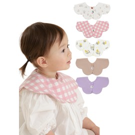 Konny Baby Bibs 5-Pack, 360 ​​° Rotate, Newborn Gifts, Soft and Absorbent Bandana Drooling for Boys Girls baby Essentials - Set 11(Red Flower, Beige, Mimosa, Lavender, Pink Gingham)