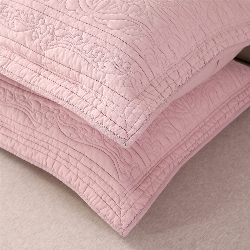 WINLIFE 100% Cotton Quilted Pillow Sham Floral Printed Pillow Cover
