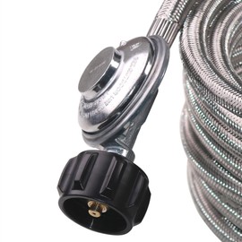DOZYANT 12 Feet Universal QCC1 Low Pressure Propane Regulator Grill Replacement with Stainless Steel Braided hose for Most LP Gas Grill, Heater and Fire Pit Table, 3/8" Female Flare Nut