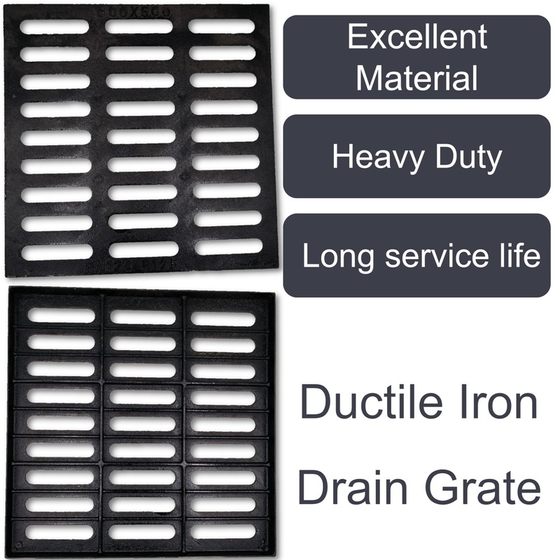 MASSLUNT Cast Iron Drain Grate, 20x20 Outdoor Drain Cover, B