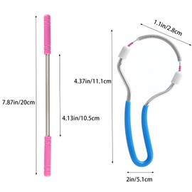 Facial Hair Remover Manual Epilator with Handle, 4 Pcs, Pink and Blue