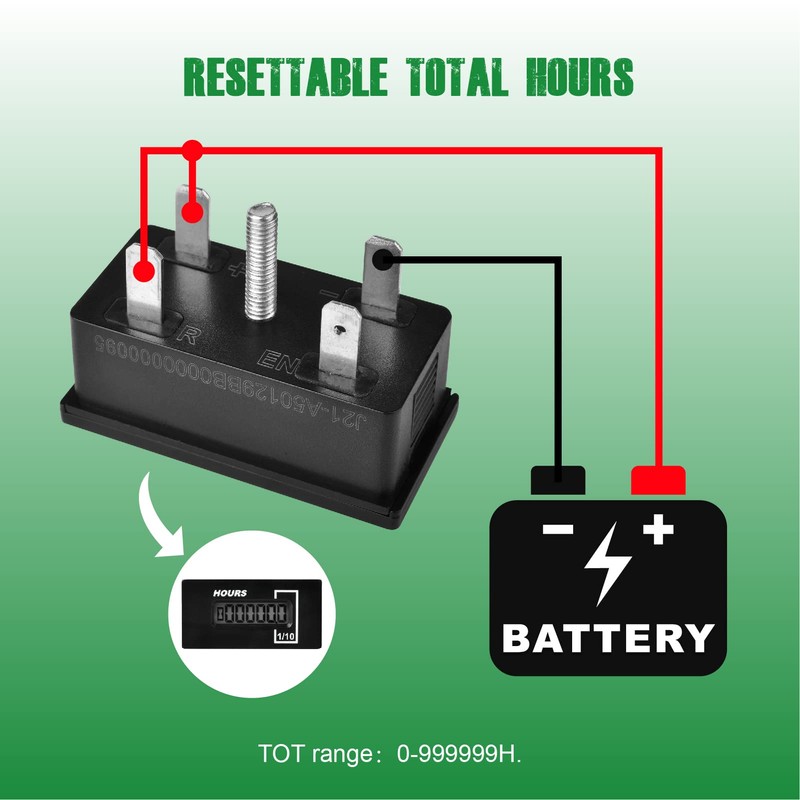 YOOREAL Digital AC/DC Hour Meter,Resettable Hours for Generator Air Compressor