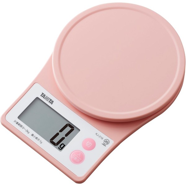 Tanita KJ-216 PK Cooking Scale, Digital Kitchen Scale, 4.4 lbs (2 kg), 0.4 oz (1 g) Unit, 1 Second Start, 1 Second Measurement, Pink