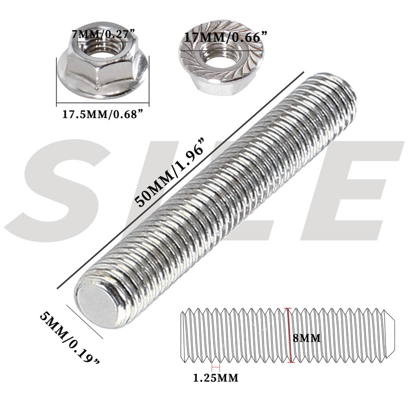 GSTP M8*1.25 Studs Kit Exhaust Studs and Nuts Kit Compatible