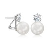Ross-Simons 14mm Shell Pearl and 3.80 ct. t.w. CZ Earrings