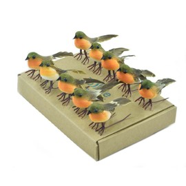 10PCS Robin Bird Christmas Tree Decoration Craft VERY CUTE Artificial Feather