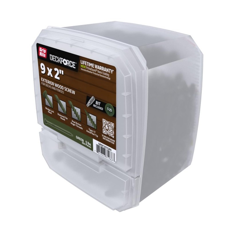 Grip-Rite GRDF2STGR5 DeckForce #9 x 2 Nano Coated Wood Screws,