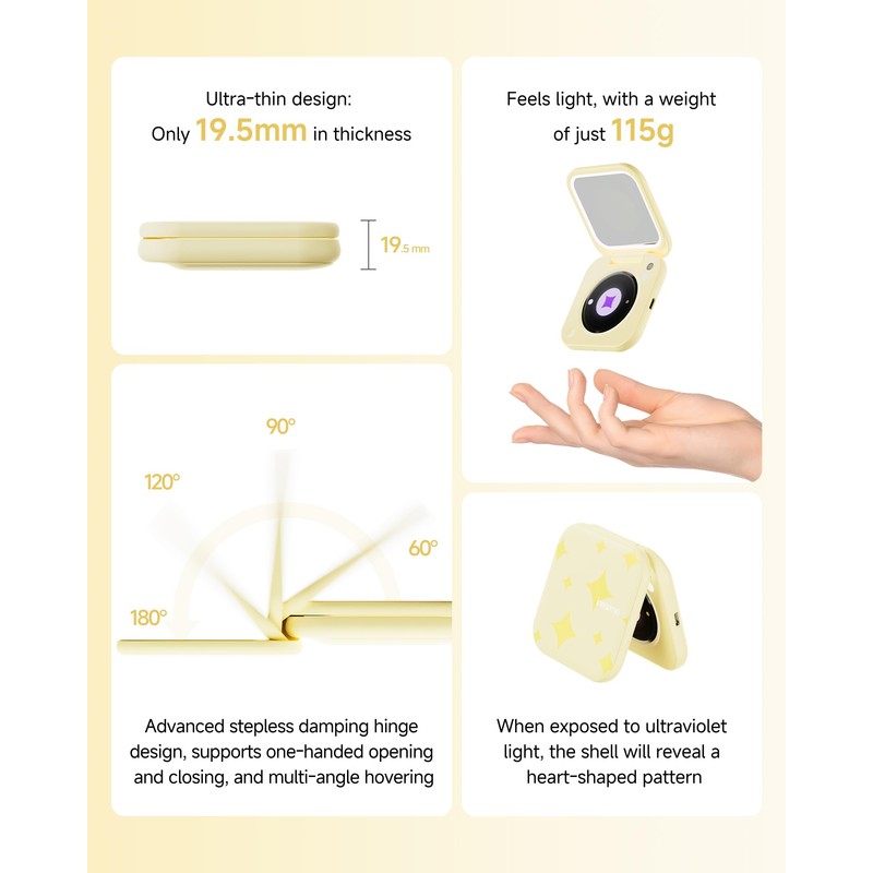 inewme Mini UV Camera Mirror, Portable Compact Mirror for Sunscreen