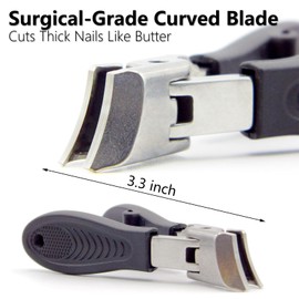 Qgond Wide Jaw Anti-Splash Slanted Nail Clipper – Extra Sharp Curved Blades for Ingrown & Thick Toenails, Ergonomic Non-Slip Handle, Mess-Free Trimming