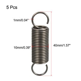 sourcing map 5Pcs Extended Tension Spring Wire Dia 0.04", OD 0.39", Free Length 1.57" Spring Steel Small Dual Hook Tension Springs for Production