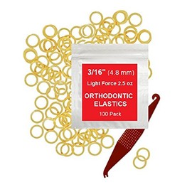 Orthodontic Elastic Rubber Bands - 3/16 Inch, Small, 100 Pack, (2.5 Ounce) for Braces, Dreadlocks, Hair Braids, Fix Tooth Gap, Includes Free Elastic Placer - Natural - Light