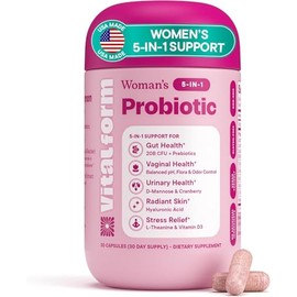 Women’s Probiotic 20 Billion CFU – 5-in-1 Daily Support for Digestive, Vaginal & Urinary Health – with Cranberry, D-Mannose, Prebiotics & Hyaluronic Acid – 30 Capsules