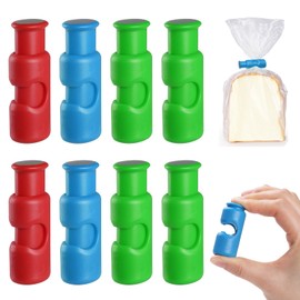 Geepen Squeeze Bread Bag Clips, 8 Pack Squeeze and Lock Bread Bag Clips Durable Plastic Bag Clips for Chips and Other Food Bags Kitchen Food Storage Snack Bread Seal Clips