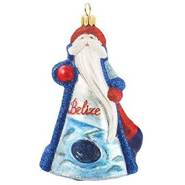 Glitterazzi Belize Santa Polish Glass Christmas Ornament