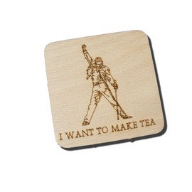 Queen Freddie Mercury Coaster Drink Mat Engraved Present Gift (Standing BEECH)