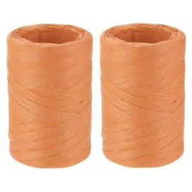 MECCANIXITY 2 Rolls Raffia Paper Ribbon Bulk,1/4 Inch Wide 110 Yards Light Orange Twine String Paper Yarn for DIY Craft Weaving, Decoration, Gift Wrapping