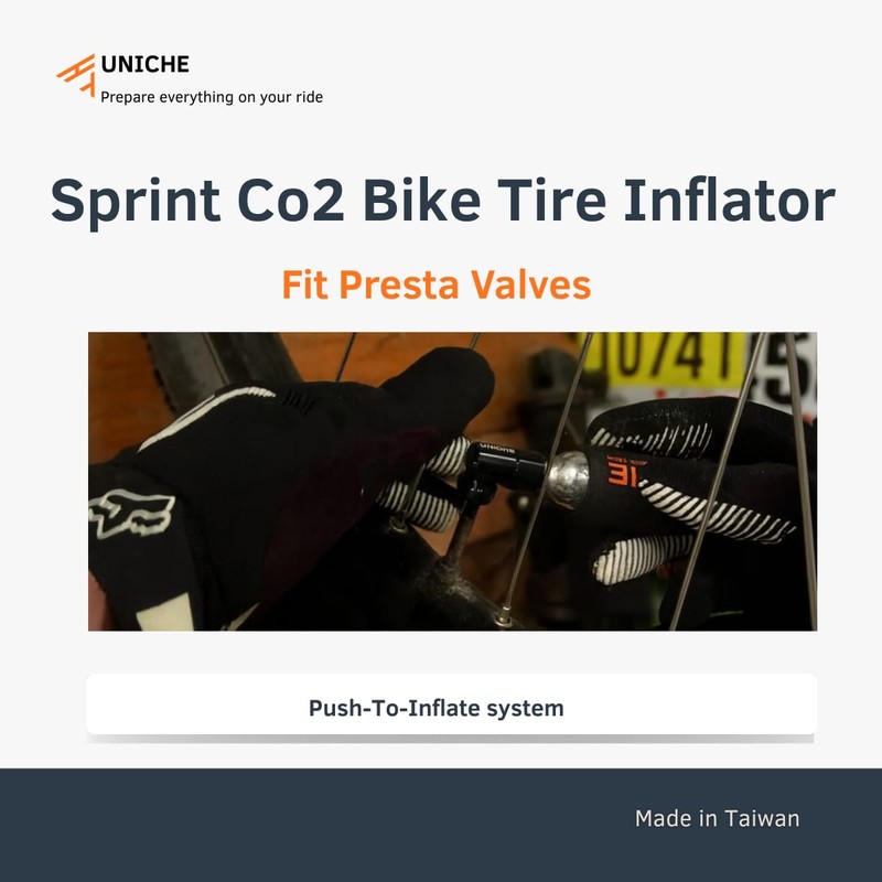 UNICHE Sprint CO2 Bike Tyre Inflator with Push-To-Inflate Design [Silver]