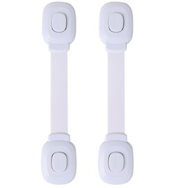 Fursafe&Q Baby Cabinet Locks, Child Safety Cabinet Proofing -Child Safety Strap Locks Adhesive Drawer Fridge Ovens Door Toilet Latches No Drill Multi-Purpose for Furniture Kitchen Lock (White, 2Pack)