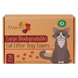 Natures Zone Cat Litter Tray Liners Large 20 Pack | Biodegradable Large Litter Bags with Drawstrings | 90cm x 45cm
