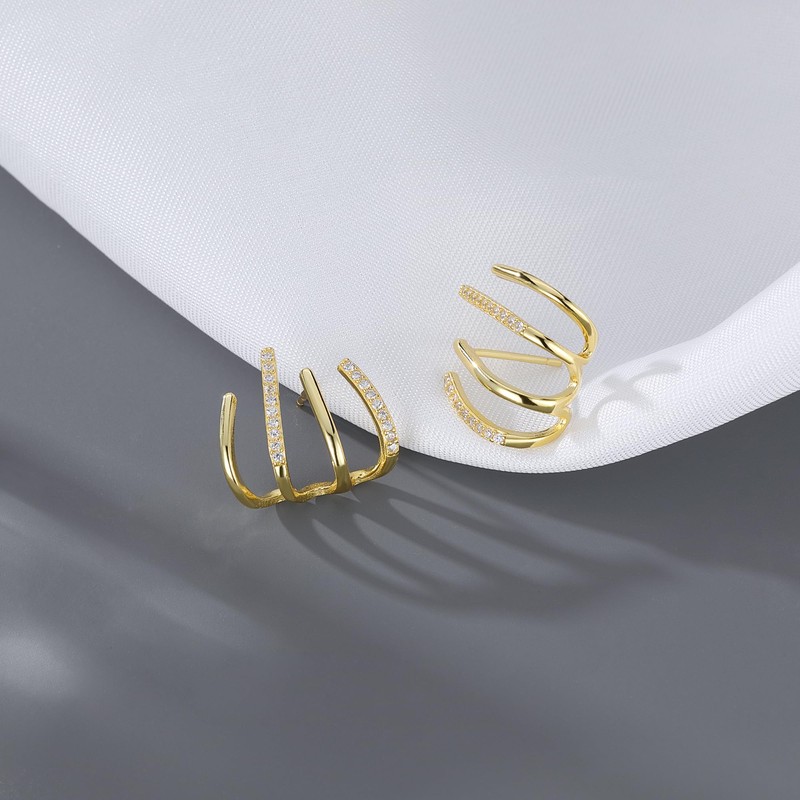 SLUYNZ 925 Sterling Silver Cool CZ Cuff Earrings Earrings for