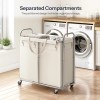 HOOBRO Laundry Basket with Wheels 2-Section Rolling Laundry Hamper Laundry