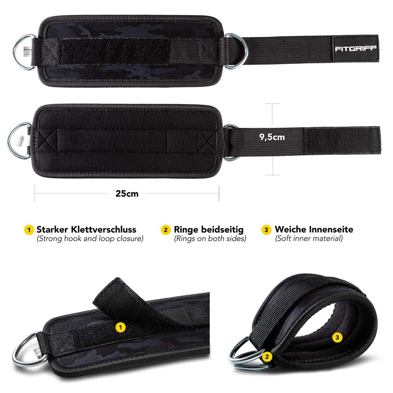 Fitgriff® Padded Foot Straps V1, Pack of 2, for Fitness